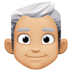 Bagaimana Man: Medium-Light Skin Tone, White Hair emoji terlihat di Facebook.