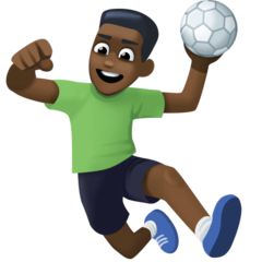 Bagaimana Man Playing Handball: Dark Skin Tone emoji terlihat di Facebook.