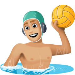 Cómo se ve el emoji Hombre jugando al waterpolo: tono de piel claro medio en Facebook.