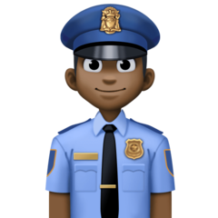 How Man Police Officer: Dark Skin Tone emoji looks on Facebook.