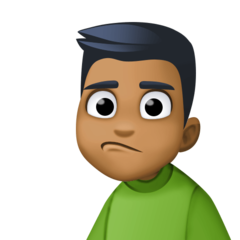 Bagaimana Man Pouting: Medium-Dark Skin Tone emoji terlihat di Facebook.