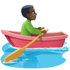 How Man Rowing Boat: Dark Skin Tone emoji looks on Facebook.