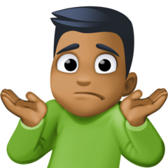 Bagaimana Man Shrugging: Medium-Dark Skin Tone emoji terlihat di Facebook.