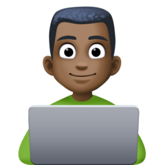 Bagaimana Man Technologist: Dark Skin Tone emoji terlihat di Facebook.