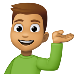 How Man Tipping Hand: Medium Skin Tone emoji looks on Facebook.