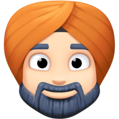 Come Uomo con turbante: carnagione chiara emoji appare su Facebook.