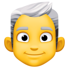 How Man: White Hair emoji looks on Facebook.