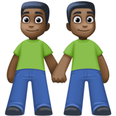 Hoe Mannen hand in hand: donkere huidskleur emoji eruit ziet op Facebook.