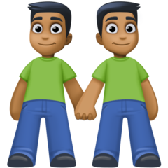 Hoe Mannen hand in hand: donkergetinte huidskleur emoji eruit ziet op Facebook.