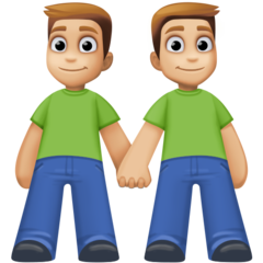 How Men Holding Hands: Medium-Light Skin Tone emoji looks on Facebook.