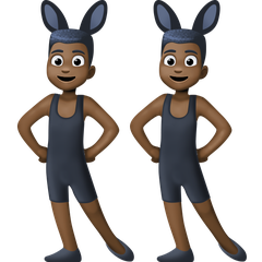 A quoi ressemblent les emoji Hommes avec des oreilles de lapin : peau foncée sur Facebook.