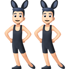 A quoi ressemblent les emoji Hommes avec des oreilles de lapin : peau claire sur Facebook.
