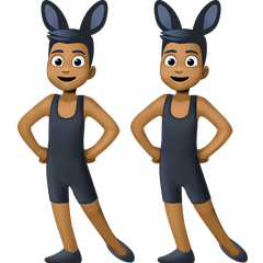 A quoi ressemblent les emoji Hommes avec des oreilles de lapin : peau mate sur Facebook.