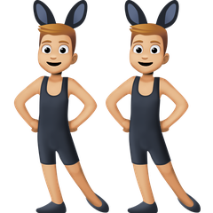 A quoi ressemblent les emoji Hommes avec des oreilles de lapin : peau moyennement claire sur Facebook.