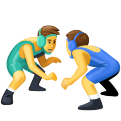 Bagaimana Men Wrestling emoji terlihat di Facebook.