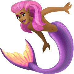 Cómo se ve el emoji Sirena: tono de piel oscuro medio en Facebook.