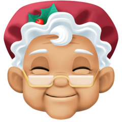 Cómo se ve el emoji Mamá Noel: tono de piel claro medio en Facebook.