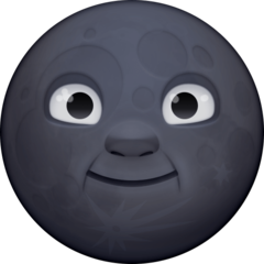 Cómo se ve el emoji Luna nueva con cara en Facebook.