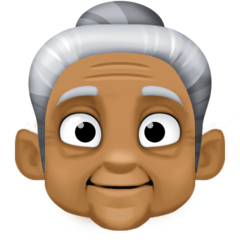 Bagaimana Old Woman: Medium-Dark Skin Tone emoji terlihat di Facebook.