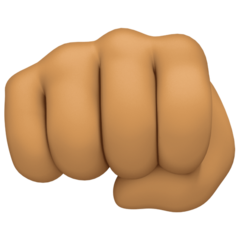 How Oncoming Fist: Medium Skin Tone emoji looks on Facebook.