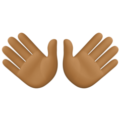 How Open Hands: Medium-Dark Skin Tone emoji looks on Facebook.