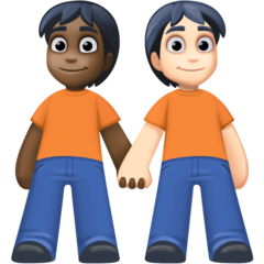 Bagaimana People Holding Hands: Dark Skin Tone, Light Skin Tone emoji terlihat di Facebook.