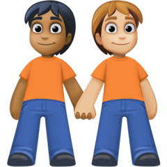 Bagaimana People Holding Hands: Medium-Dark Skin Tone, Medium-Light Skin Tone emoji terlihat di Facebook.