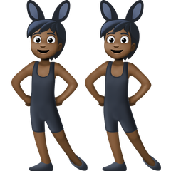 A quoi ressemblent les emoji Personnes avec des oreilles de lapin : peau foncée sur Facebook.