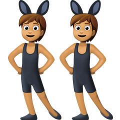 A quoi ressemblent les emoji Personnes avec des oreilles de lapin : peau légèrement mate sur Facebook.
