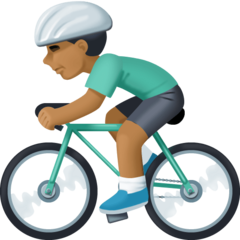 How Person Biking: Medium-Dark Skin Tone emoji looks on Facebook.