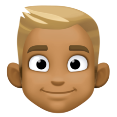 Cómo se ve el emoji Persona adulta rubia: tono de piel oscuro medio en Facebook.