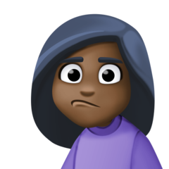 How Person Pouting: Dark Skin Tone emoji looks on Facebook.