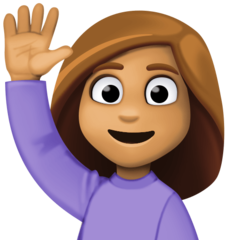 Bagaimana Person Raising Hand: Medium Skin Tone emoji terlihat di Facebook.