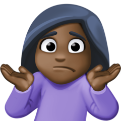 How Person Shrugging: Dark Skin Tone emoji looks on Facebook.