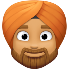 Cómo se ve el emoji Persona con turbante: tono de piel medio en Facebook.