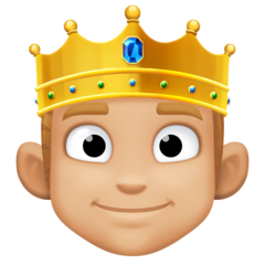 A quoi ressemblent les emoji Personne avec une couronne : peau moyennement claire sur Facebook.