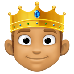 How Person with Crown: Medium Skin Tone emoji looks on Facebook.