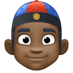 A quoi ressemblent les emoji Homme avec casquette chinoise: peau foncée sur Facebook.