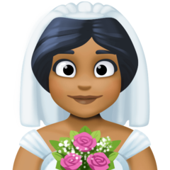 A quoi ressemblent les emoji Personne mariée avec voile: peau mate sur Facebook.