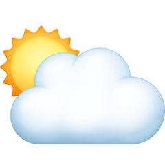 Cómo se ve el emoji Sol detrás de una nube grande en Facebook.