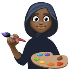 How Woman Artist: Dark Skin Tone emoji looks on Facebook.