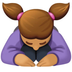 How Woman Bowing: Medium Skin Tone emoji looks on Facebook.