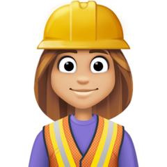 How Woman Construction Worker: Medium-Light Skin Tone emoji looks on Facebook.