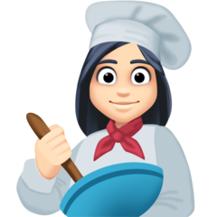 Cómo se ve el emoji Chef mujer: tono de piel claro en Facebook.