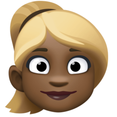 How Woman: Dark Skin Tone, Blond Hair emoji looks on Facebook.