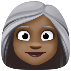 Bagaimana Woman: Dark Skin Tone, White Hair emoji terlihat di Facebook.