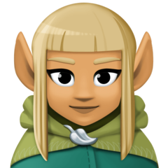 Bagaimana Woman Elf: Medium Skin Tone emoji terlihat di Facebook.