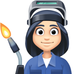 Cómo se ve el emoji Profesional industrial mujer: tono de piel claro en Facebook.