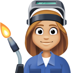 How Woman Factory Worker: Medium-Light Skin Tone emoji looks on Facebook.