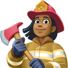 How Woman Firefighter: Medium-Dark Skin Tone emoji looks on Facebook.